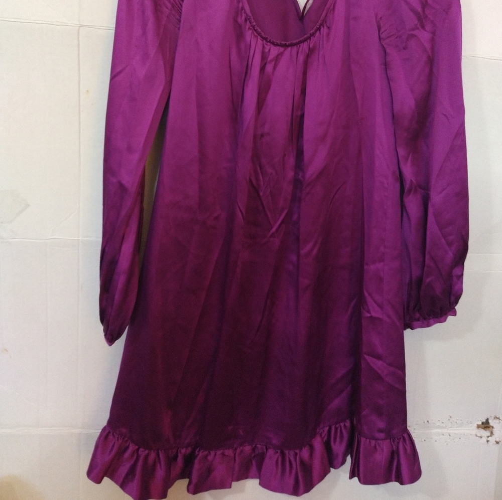 Adorable Satiny Silk Purple Ruffle Doll Dress